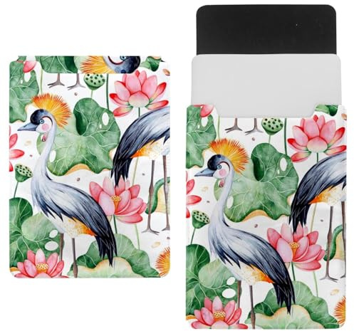Laptop Sleeve Carry Case Protective Bag 14 inch, Waterproof Slim Computer Cover Bag for Tablet Notebook - Black Crowned Crane and Water Lilies