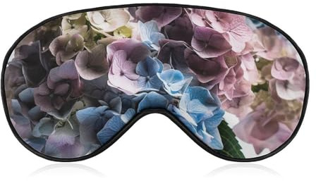 Schlafmaske mit Hortensien-Blumen in Vase, für Damen und Herren, Seitenschläfer-Augenabdeckung mit verstellbarem Riemen, weich, atmungsaktiv, Verdunkelung, rutschfest, tiefer Schlaf, Reisezubehör