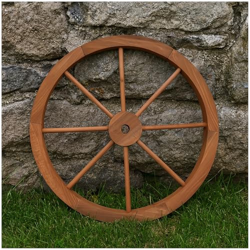 Wagenrad aus Fichtenholz Ø 60 cm rustikale Gartendeko Dekoration Holz HTI living
