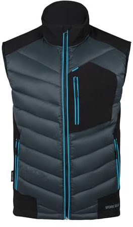 WORK IDEA Gilet d'extérieur softshell pour homme - Imperméable - Coupe-vent - Veste sans manches - Gilet de sport respirant et léger avec poches pour le cyclisme, la course, la randonnée, le golf et