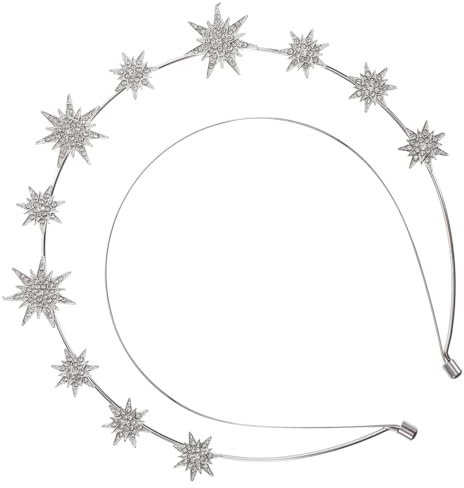 Hohopeti Doppellagiges Six point star Stirnband Silber Sternen haarreif für Damen Brautschmuck Hochzeit Festival Party Elegantes Leichtes Diadem mit Funkelnden Details