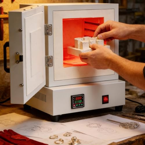 lealovengzh Horno EléCtrico Profesional para La FabricacióN De Joyas, Horno De FusióN De 2000 W para FundicióN De Metales Y CeráMica, Horno De Mufla Digital De 1150 °C/2102 °F (Blanco)