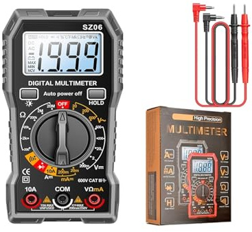 Digitalmultimeter SZ06 AC/DC Amperemeter 1999 Zählt Multitester 600V Voltmeter Multimeter Spannungswiderstandsmesser Diodenwerkzeug(SZ06 Gray PRO)
