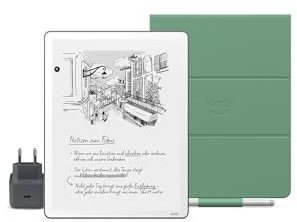 Amazon Kindle Scribe 64 GB (Grafite) + Penna Premium + Custodia | Materiali di origine vegetale (Verde Matcha) + USB-C Caricabatterie
