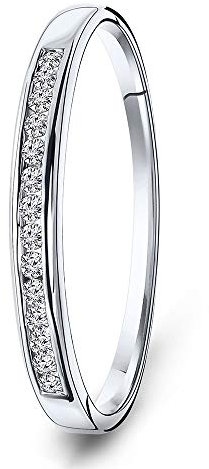 MIORE Diamant Ring für Damen Ewigkeitsring aus 18 Karat/ 750 Weißgold mit Diamanten Brillanten 0.10 Ct, Schmuck (52 (16.6))