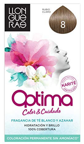 Llongueras Optima Tinte de Cabello Permanente sin Amoniaco Tono #8 Rubio Claro