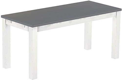 Esstisch Rio Classico 170x73 cm Seidengrau Weiß Holz Pinie Massivholz Esszimmertisch Echtholz ausziehbar vorgerichtet für Ansteckplatten Brasilmöbel