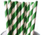 500 pcs Kelly Green Striped Paper Straws Bulk, Stripe Kelly Green and White Paper Drinking Straws for Party, Wedding, Birthday, Christmas, Mason Jar Straws