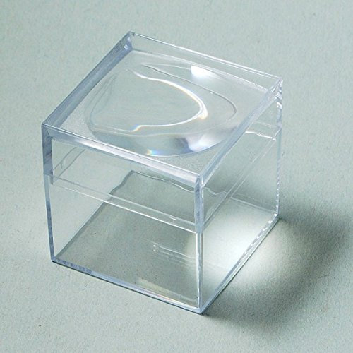 10 große Lupendosen mit Vergrößerung von ca. 3fach / Plastikdose mit Lupendeckel, 40 x 40 x 40 mm