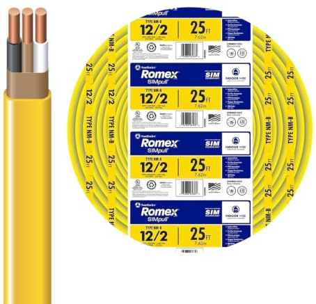 Southwire Romex SIMpull™ 25 ft. 12/2 Solid CU NM-B W/G Wire, 28828221