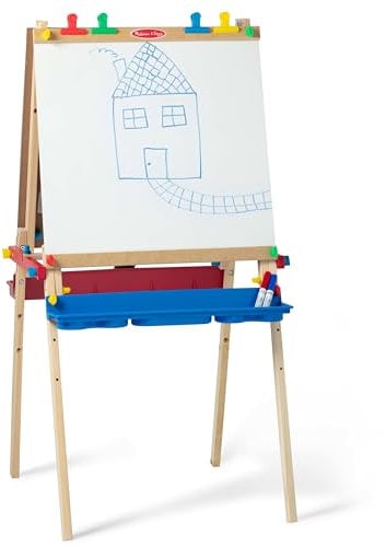 Melissa & Doug Holz Staffelei für Kinder Bastelset | Malstaffelei für Kleinkinder zum Basteln für Kinder im Alter 3-6 J. | Whiteboard & Tafel für Kinder | Trockenlösch- und Kreidetafeln für Kinder