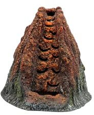 CLASSIC Volcano Aquarium Ornament with LED Lighting & Airstone – Bubbling Fish Tank Decoration – 185x180x177mm