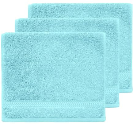 Sensei Maison - Lot de 3 Serviettes invité 550 g/m² Luxury - 30x50 cm - Bleu Turquoise