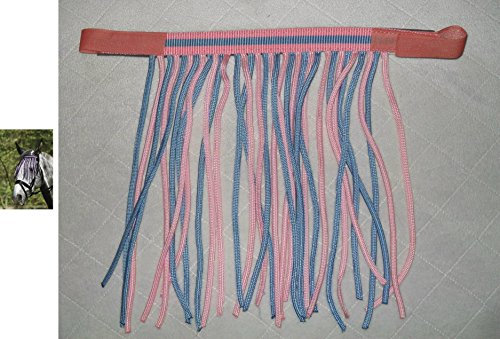 FLIEGENSTIRNBAND FLIEGENFRANSEN Stirnriemen-Fliegenschutz rosa/hellblau WB Neu