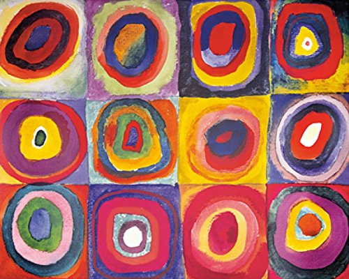 1art1 Wassily Kandinsky Poster Farbstudie, Quadrate Mit Konzentrischen Ringen, 1913 Bilder Leinwand-Bild Auf Keilrahmen | XXL-Wandbild Poster Kunstdruck Als Leinwandbild 50x40 cm