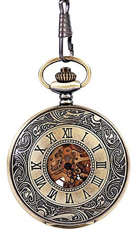 Avaner Unisex Taschenuhr Analog Automatikwerk mit römischen Zifferen Steampunk Bronze Avaner01P-19