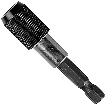 Dekton 1/4 Quick Release Bit - Fix Holder - Ideal for Home, Workshop Builders | for Use with 1/4 Drive Accessories | Knurled Sleeve for Positive Grip | Fits Directly Into Drill Chuck| Magnetic