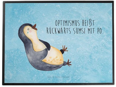 Mr. & Mrs. Panda Schreibtischunterlage Pinguin Lachen - Geschenk, Freude, Schreibunterlage, Schreibtisch Unterlagen, Fröhlich, Humor,