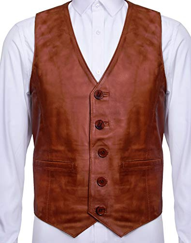Infinity Leather Männer Ziege Wildleder Klassisch Smart Bräunen Leder Weste S