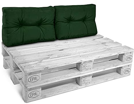 Beautissu 2X Rückenkissen Palettenkissen Outdoor 60x40 cm – Gepolsterte Auflagen für Paletten Europaletten Palettensofa Lounge Kissen Outdoor Palettenmöbel Palettenpolster Grün – Style