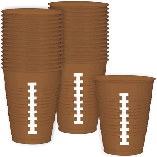 Amscan 420164 Brown Football Plastic Cups-25pc / 16oz, Multicolor