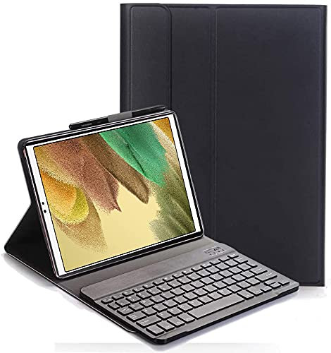 YHFZR Tastatur Hülle for Galaxy Tab A7 Lite 8.7 - (QWERTY Layout), Ultradünn Flip Entfernbar Drahtloser Keyboardständer Ledertasche für Samsung Tab A7 Lite 8.7 SM-T225/T220 Tablet, Schwarz