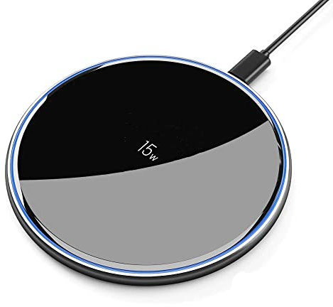 Fast Wireless Charger Thin Aviation Aluminum Technology Fast Charging Pad Compatible with iPhone 13/12/SE /11/XS Max/XR/X/8 Plus Samsung Galaxy S21 S20 S10 Qi-Certified