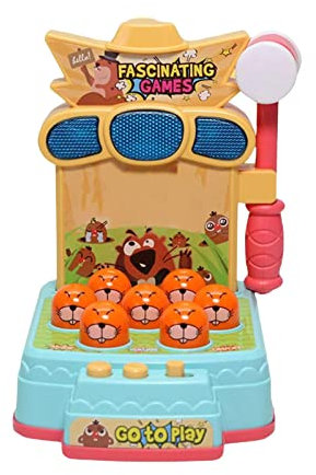 Gereton Mini Jeu D'arcade Électronique, Jouet De Whack avec Taupe, Martèlement Marteau, Développement Éducatif Interactif pour Les Tout-Petits Enfants Garçons Filles Cadeau, Jaune