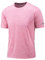 KEFITEVD T-Shirt de Sport à Col Rond pour Hommes Hauts Respirants à Manches Courtes T-Shirt Léger à Séchage Rapide,Rose, L