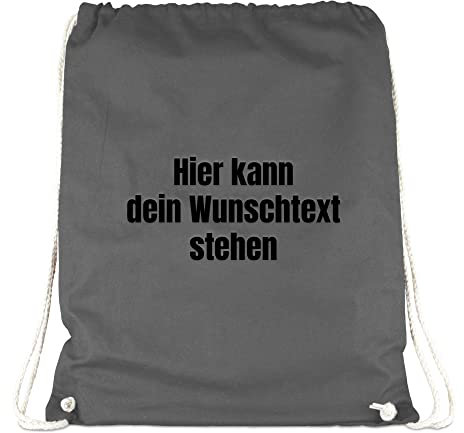 PR Print Royal Turnbeutel selbst gestalten - mit eigenem Spruch Bedrucken - personalisierter Stoffbeutel mit Kordelzug | Grau, 100% Baumwolle, 38x46cm