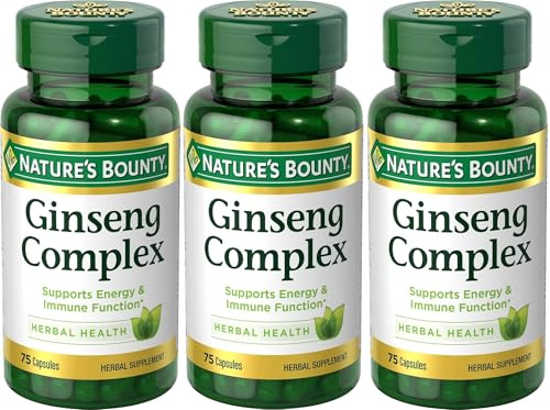 Nature's Bounty Ginseng Complex Herbal Health Capsules 75 ea (Pack of 3)