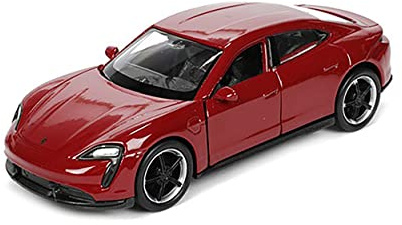 Porsche Taycan Turbo S 12cm Modellauto Rückzug Welly Metall Modell Auto Spielzeugauto Geschenk Kinder Spielzeug 4-Varianten 27 (Rot)