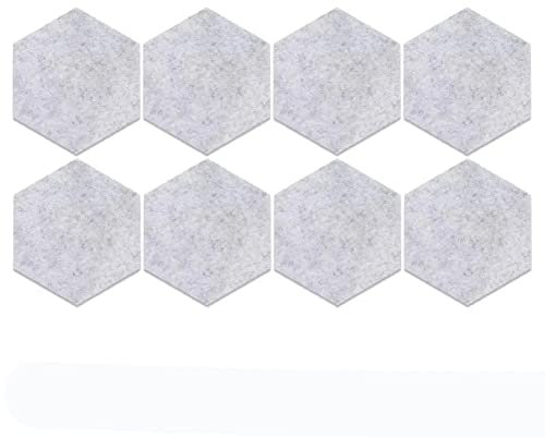 8 Stück sechseckige Filz Memoboards mit 20 Pinnnadeln, Filz Pinnwand, Sechseckige Korkplatte selbstklebende DIY für Foto Hängen, Bulletin Tafeln Heimdekoration und Büro Memoranduma (Grau)