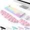 Keyboard Cloud Wrist Rest 2PCS, High Density Memory Foam Keyboard Palm Rest, Ergonomic Keyboard Pad Wrist Support for Pain Relief, Mouse Pad Rest Support for Office/Computer/Laptop/Gaming/Mac, Pink