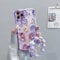 VALRION Compatible with iPhone 14 Pro Max Case Curly Wave Frame Vintage Oil Painting Floral Phone Case Soft TPU Cover with Bow Heart Beaded Bracelet Chain Lanyard Wrist Strap for Women Girls, Purple