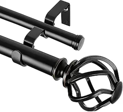 Robusto Braccio Oscillante Bastone Per Tende Con Staffe, Flessibile Asta Di Rotazione 25mm Diametro Singtola Aste Per Tende Per Finestra Porta-Nero-120CM