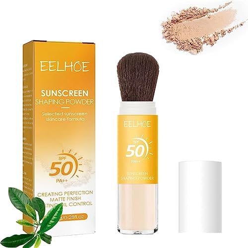 Mineral Sunscreen Powder Spf50, Naturally Controlled Oily Matte, Keeps Skin Long And Breathable, Delicate And Translucent Mineral Brushes, Suitable For All Types Of Skin 8g (1 PCs)