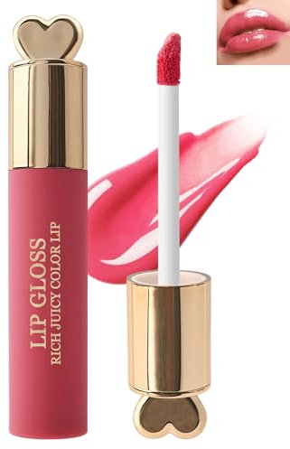 Glänzender Hydrating Lipgloss, Langanhaltender Feuchtigkeitsspend und Nährend Lippenstift, Wasserdichter Lip Tint Gloss, Nicht Klebend Flüssig Lippenstift für Mädchen zum Valentinstag-05 Nude Rose