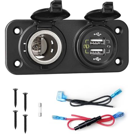 Swavitie Dual Presa USB QC 3.0 per Caricabatteria da Auto con Presa Accendisigari 12V/24V Doppia Prese USB Incasso Auto Impermeabile per Veicolo Barca Camion Marino
