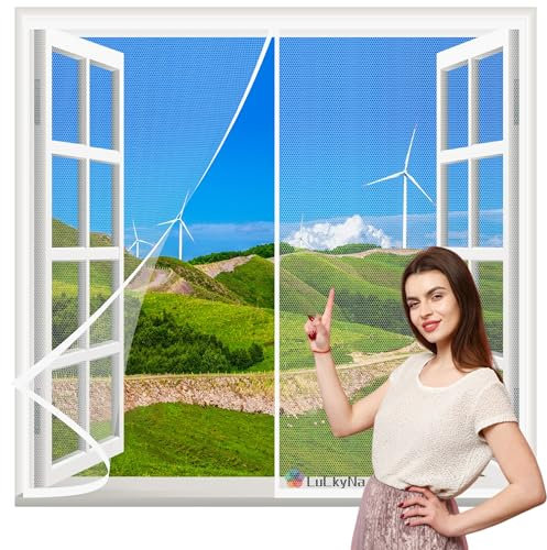 Mosquitera Ventana Magnetica Blanco 160x150cm Mosquitera Imantada Puerta Para Dejar Pasar El Aire. Cierre Magnético Automático Que Evita el Paso de Insectos