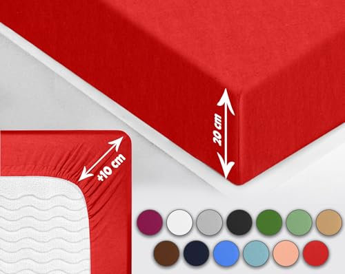 Sesto Senso Spannbettlaken 90x200cm Rot für Topper Jersey Baumwolle