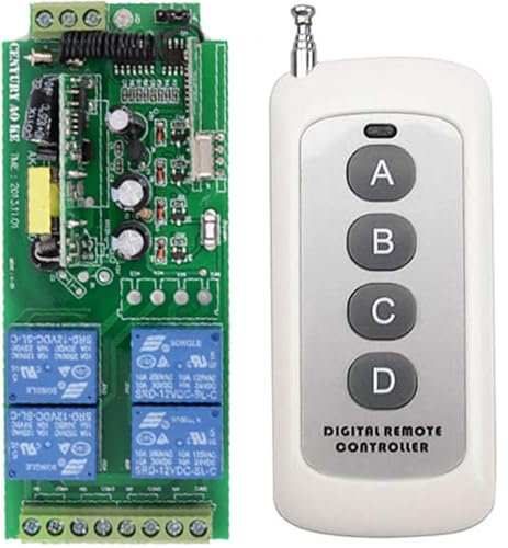 50 m AC 220 V, interruttore a 4 canali, telecomando con codice di apprendimento, interruttore radio con trasmettitore manuale