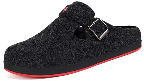 Gaatpot Chaussons Fourré pour Homme,Sabot Hiver Femme,Noir A 43