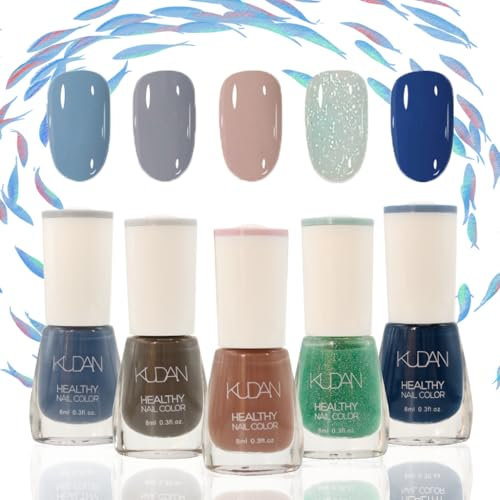 Quick Dry, Long-Lasting Nail Polish - Water-Based Natural Paint for DIY Art Manicure at Home - French Manicure in Blue