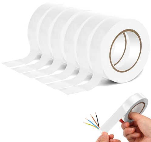 OFFCUP Isolierband, 6 Stück PVC Elektriker Klebeband 19mm x 20m, Wasserdicht Elektrisches Weiß, VDE Isoband Selbstklebend zum Schutz, Bündeln und Reparieren von Kabeln