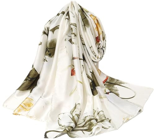 FAIRYGATE Halstuch Damen Seide Tuch mit Schlichtem Muster Eleganter Sommer Schal für Frauen Hochwertiges Seidentuch Seidenschal Tücher Stola Modern Tuch Stilvoll 97027