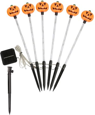 ANNERSAT 6pcs Halloween Outdoor Decoration Solar Pumpkin Pathway Lights Halloween Pumpkin Stake Lights Colour Changing Light up Pumpkin Decorations for Halloween Garden Porch Yard