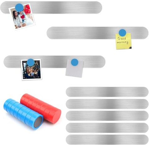 ZIJANG 8 Stück Magnetleiste Selbstklebend, Magnetleiste, Magnettafel mit Magneten 16, Magnettafel, Magnetstreifen Selbstklebend, Magnetische Pinnwand Verwendet für Büros, Küche, Fotowände, Kühlschränk