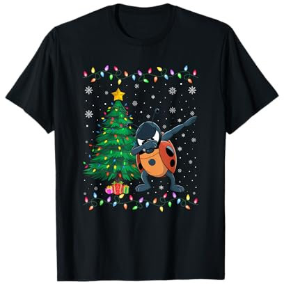 Dabbing Ladybug Xmas Tree Lights Ugly Christmas Sweater T-Shirt
