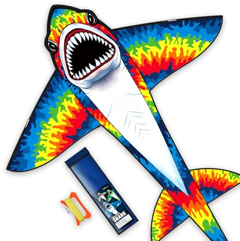 SGftre Colored Shark Kite Stable for Easy to Fly, Outdoor Toy for Boys and Girls,Ideal for Recreational Activities in Parks, Meadows and Beaches